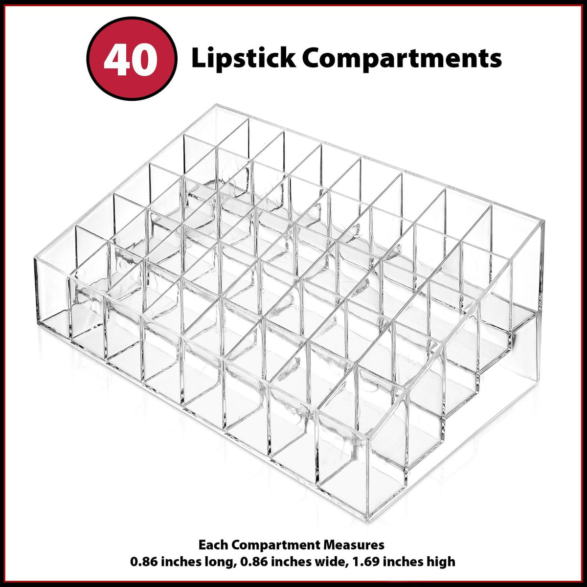 40-Slot Clear Acrylic Makeup & Lipstick Organizer Display Stand