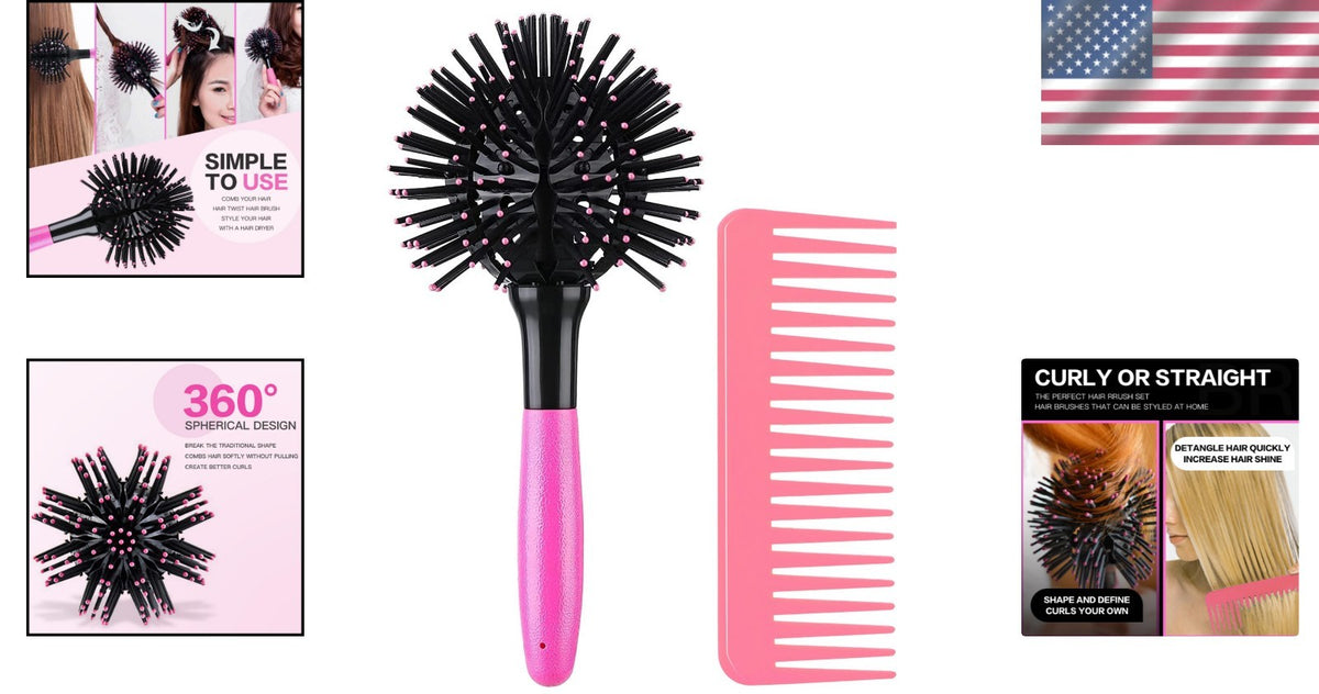 Detangling Round Hair Brush for Curly Hair - 3D Bomb Curl Styling Tool