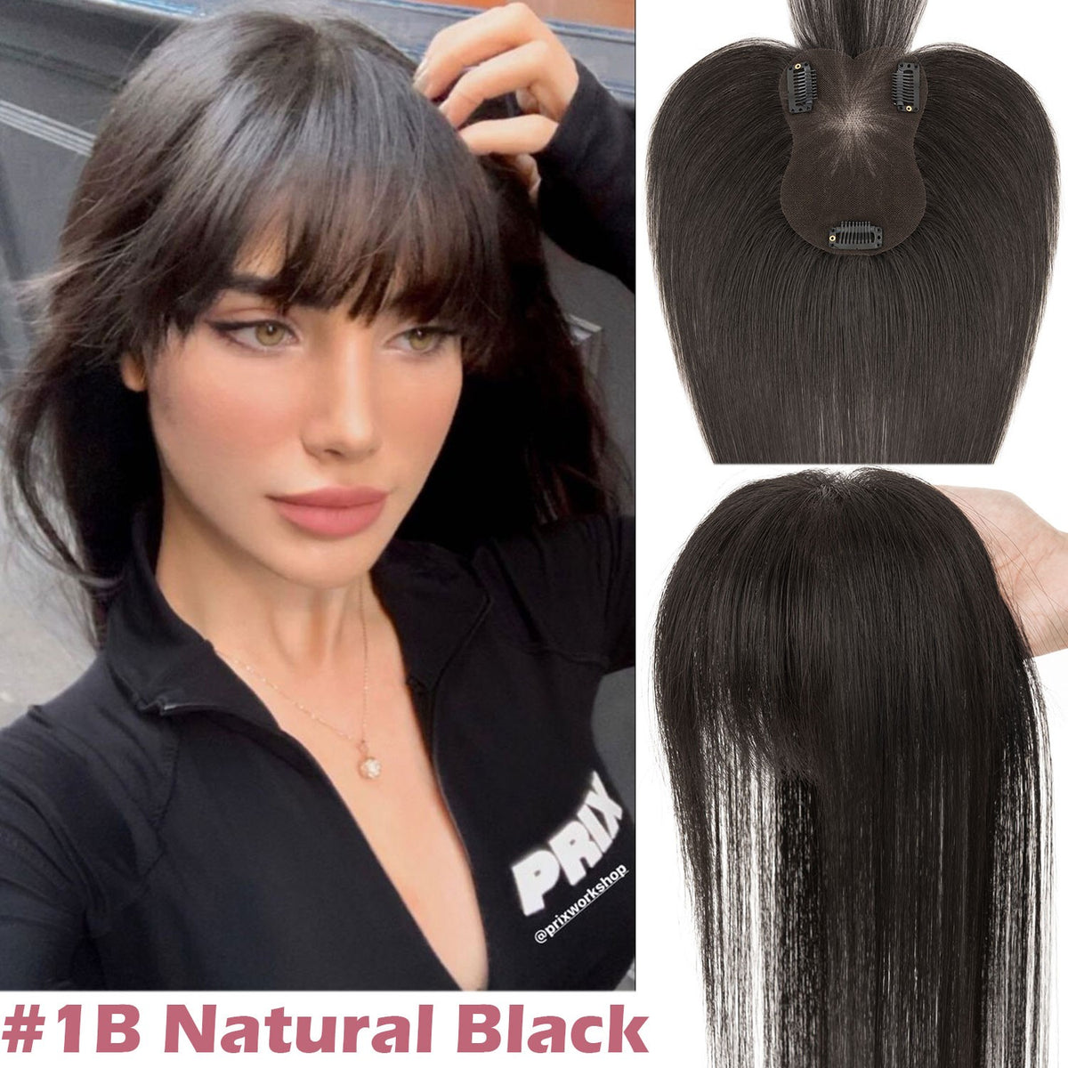 Women's Human Hair Clip-In Hairpiece Topper with Silk Lace Base – Natural Look