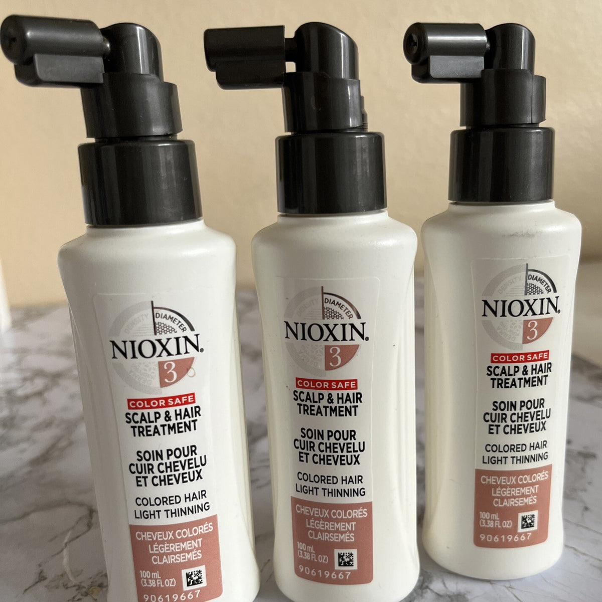 3X Nioxin Diameter System 3 Scalp Treatment Color Safe Light Thinning