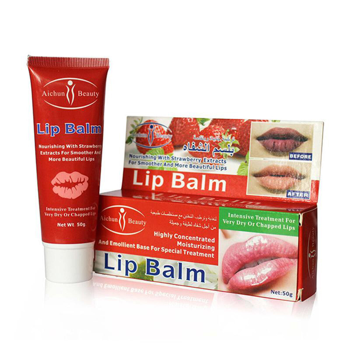 Moisturizing Strawberry Lip Balm for Very Dry Chapped Lips 50g