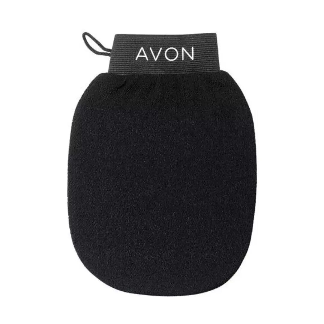 Avon~Exfoliation Black Mitt~Microfiber Jacquard~Spandex Cuff~Factory