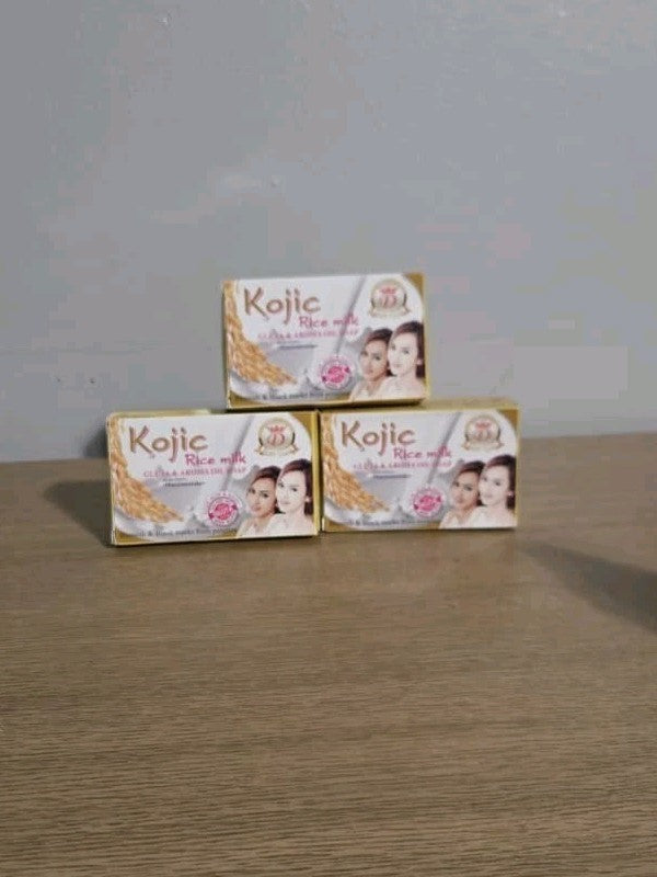 Kojic Rice Milk Bar Soap Set - 3 Bars for Brightening & Skin Care