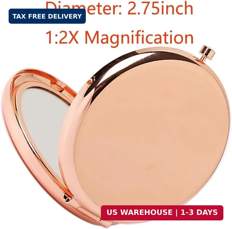 Mini Folding Makeup Mirror Set - 1X 2X Magnification, Compact Travel Design