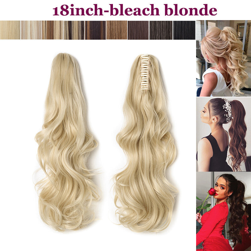 Thick Ponytail Hair Extension with Claw Clip - Wavy Curly Synthetic Hair