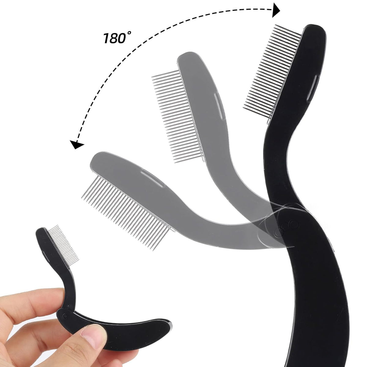 Folding Eyelash Comb Lash Separator Tool - Metal Teeth, Reusable, 5 Pack