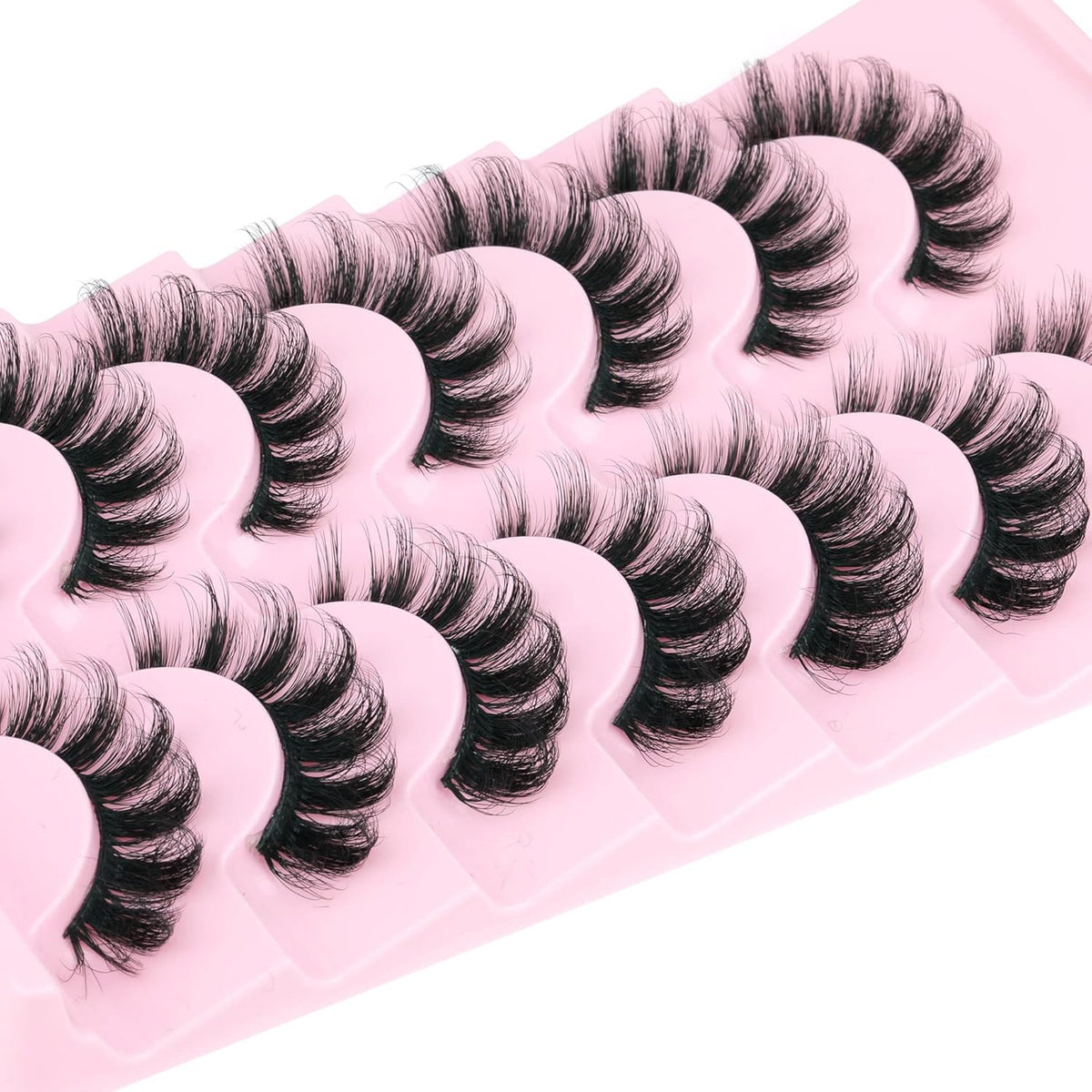 Fluffy Wispy Mink Faux Eyelashes 3D D Curl Natural Look 7 Pairs
