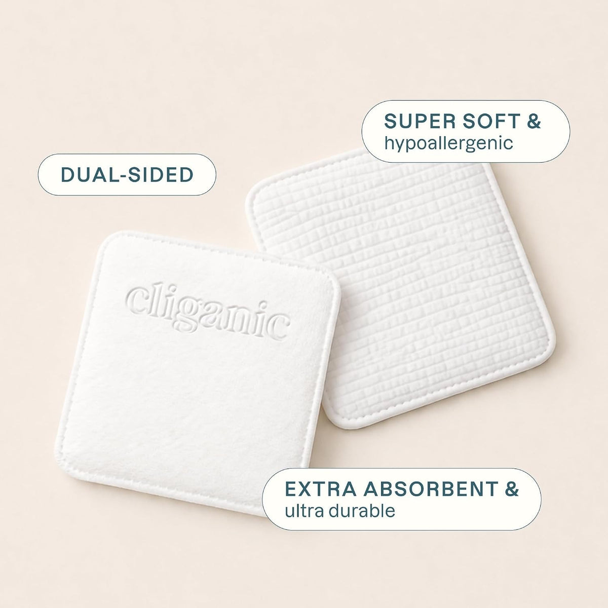 Extra Large Reusable Face Pads - 100 Count, Lint-Free, Skin-Friendly