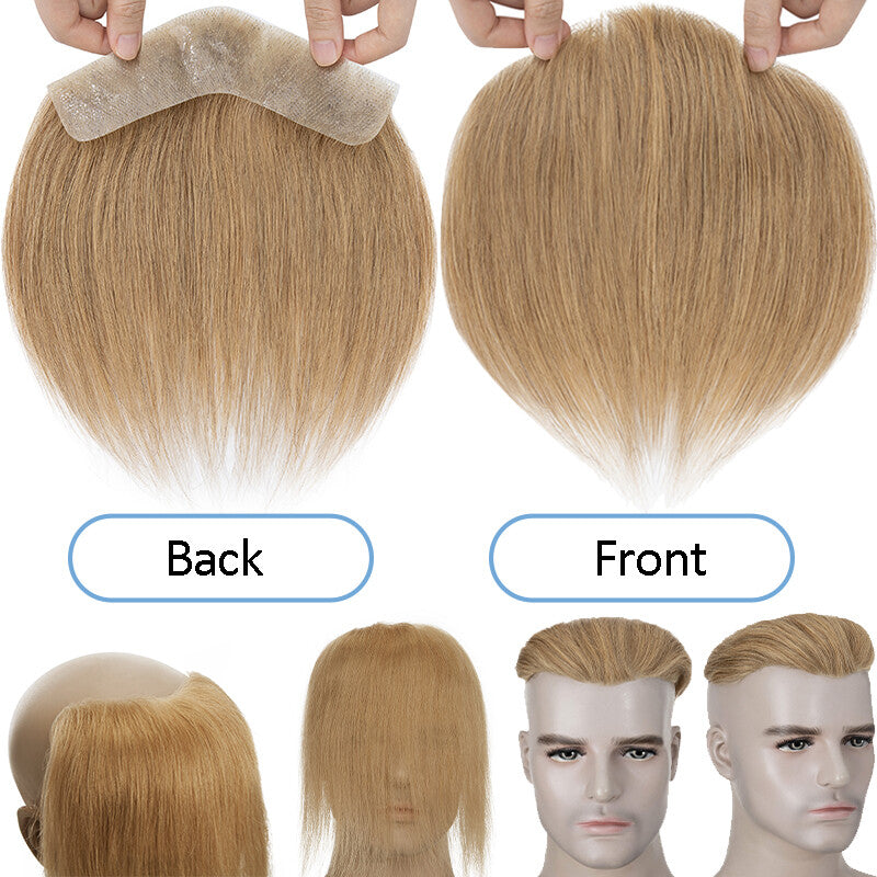 Men's Receding Hairline Toupee with Human Hair & Skin PU Base