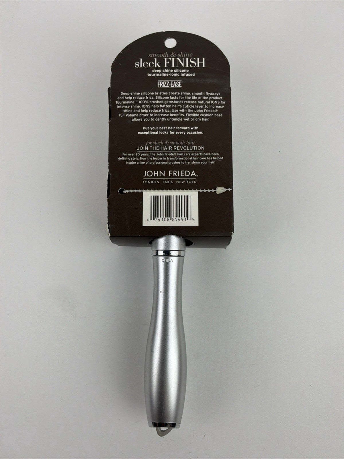 John Frieda Sleek Finish Hair Brush with Silicone Bristles & Tourmaline-Ionic Technology