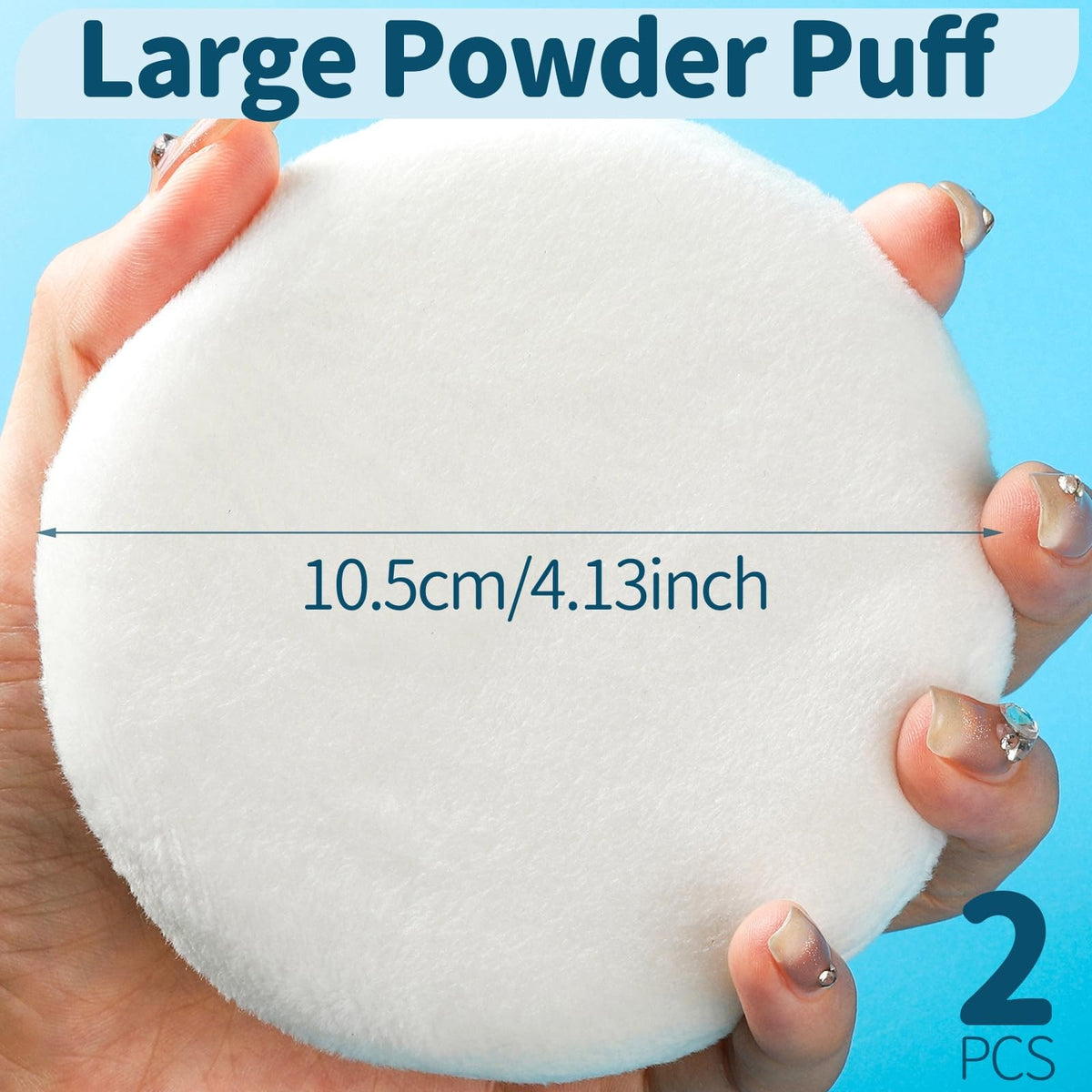 Large Powder Puff for Body Powder - 4.13 Inch Pack of 2 with Storage Box