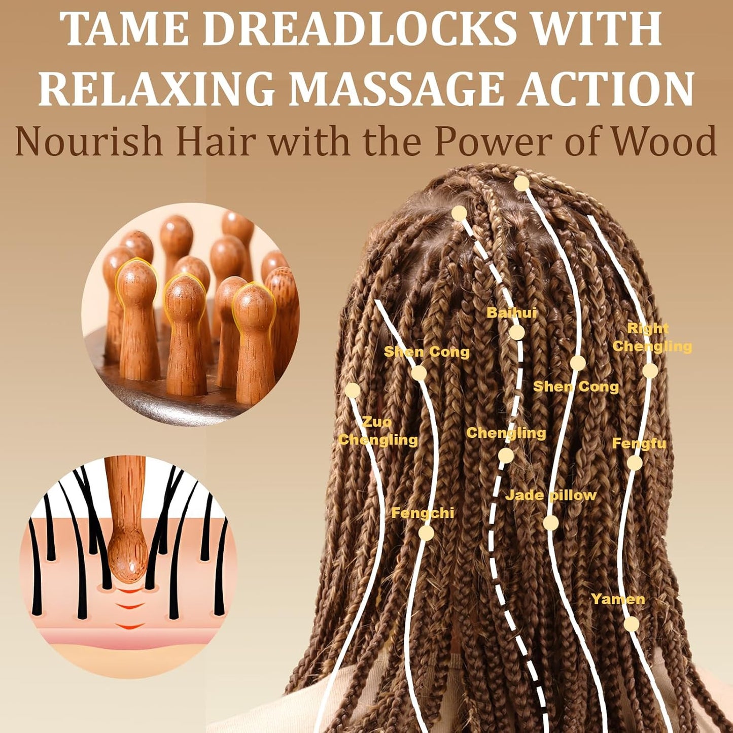 Sandalwood Dreadlock Brush & Wide Tooth Comb for Hair Styling - Unisex
