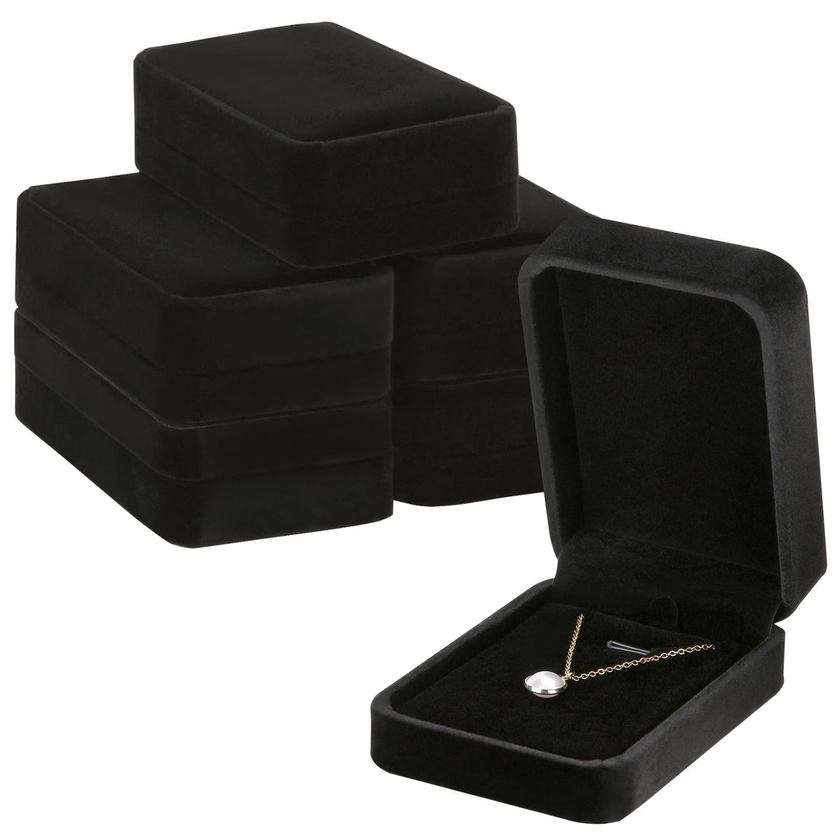 6 Pack Velvet Jewelry Pendant Boxes for Necklaces & Rings - 3.9x2.75x1.4 Inches