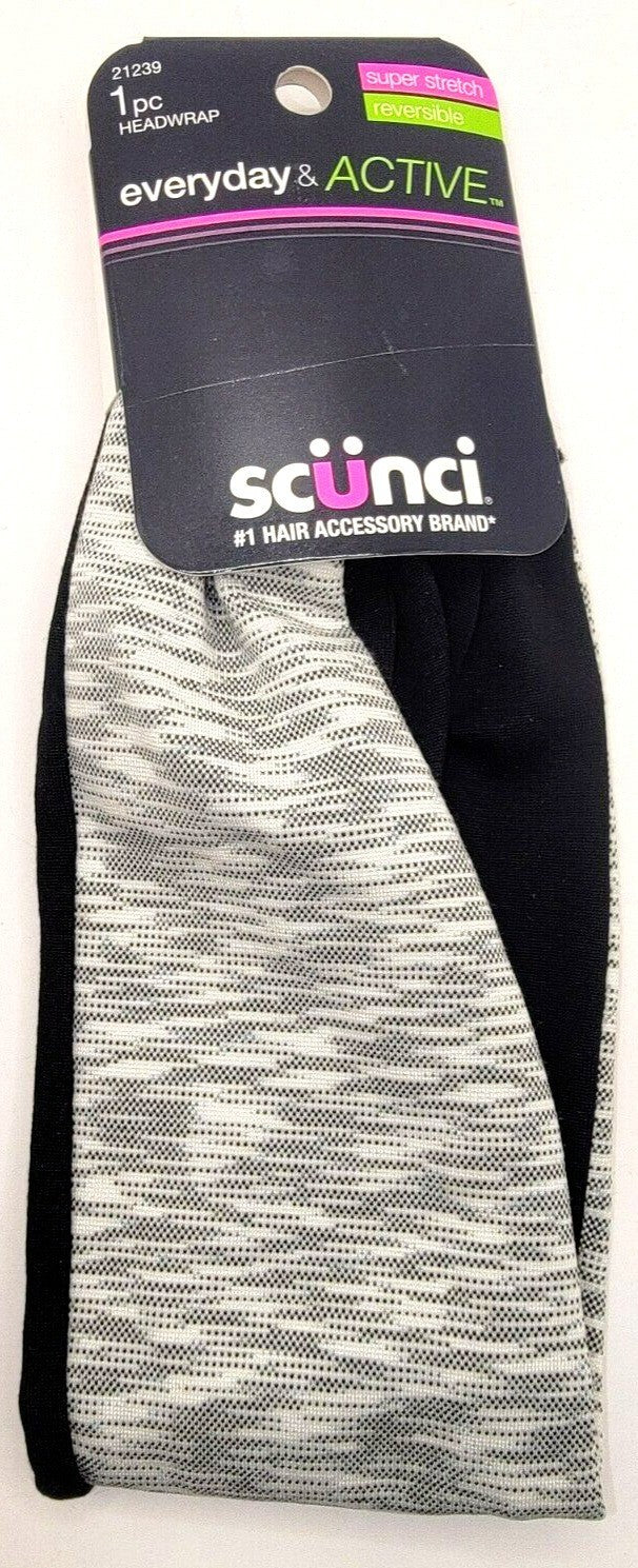 Scunci Everyday & Active Reversible Super Stretch Headwrap, 1ct, NEW