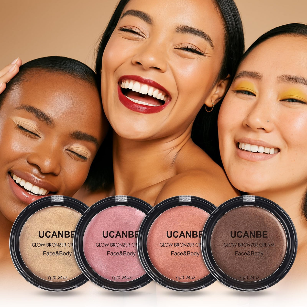 Cream Bronzer for Face & Body - Natural Sun-Kissed Glow Palette