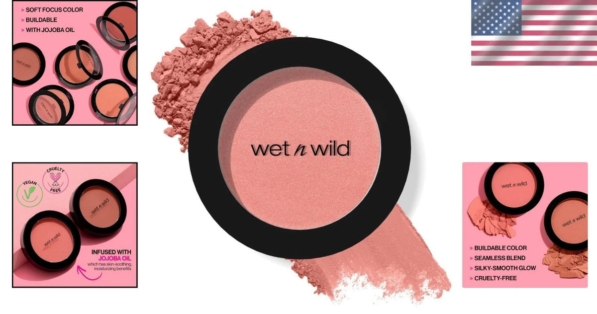 Blush Makeup Powder - Buildable Pinch Me Pink, Jojoba Infused, 0.81 Oz