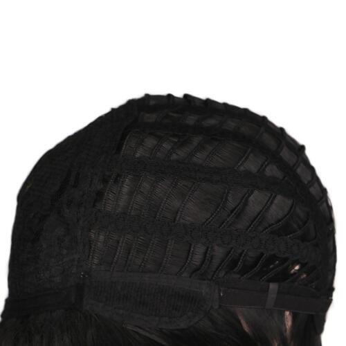 Women Dark Brown Ombre Curly Wig with Gold Highlights Shoulder Length Synthetic Hair