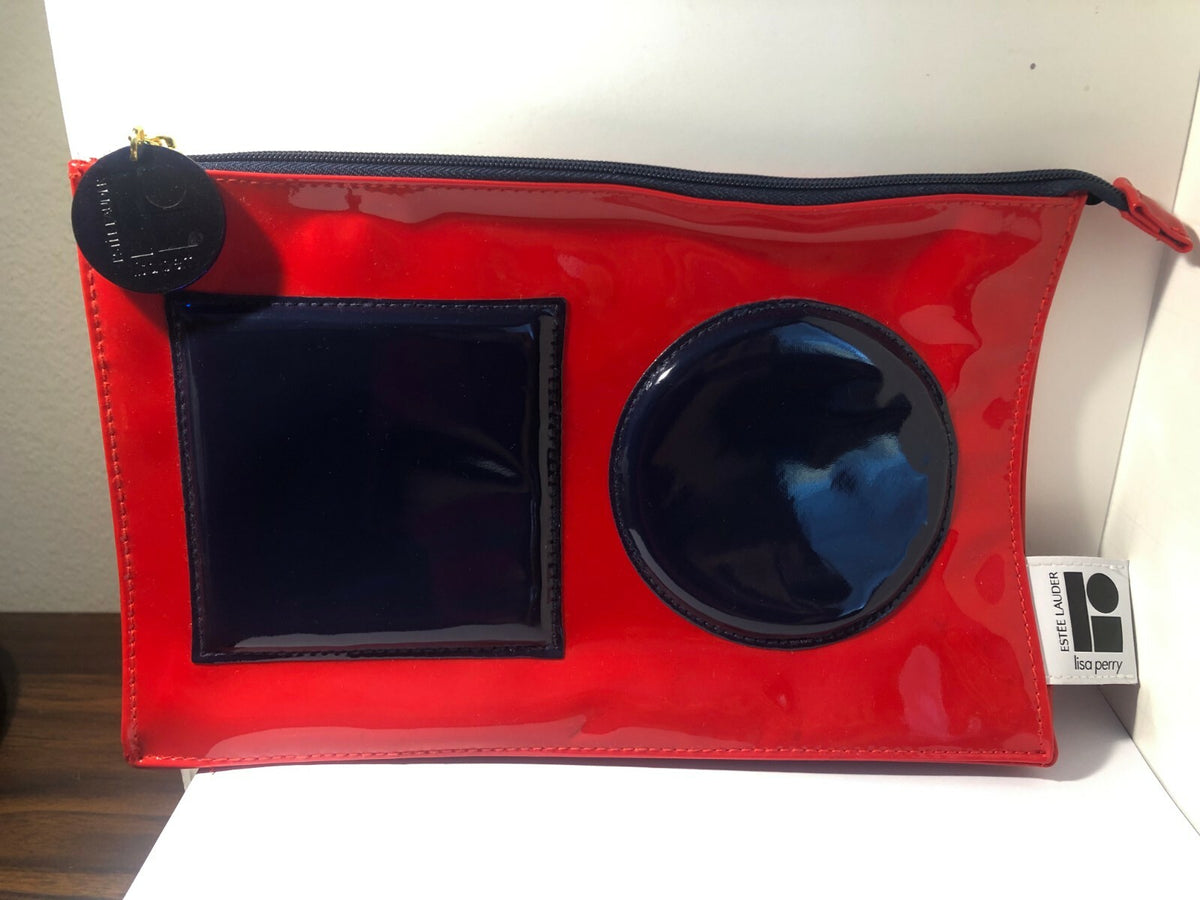 Estée Lauder Lisa Perry Red and Blue Makeup Bag - Cosmetic & Toiletry Organizer