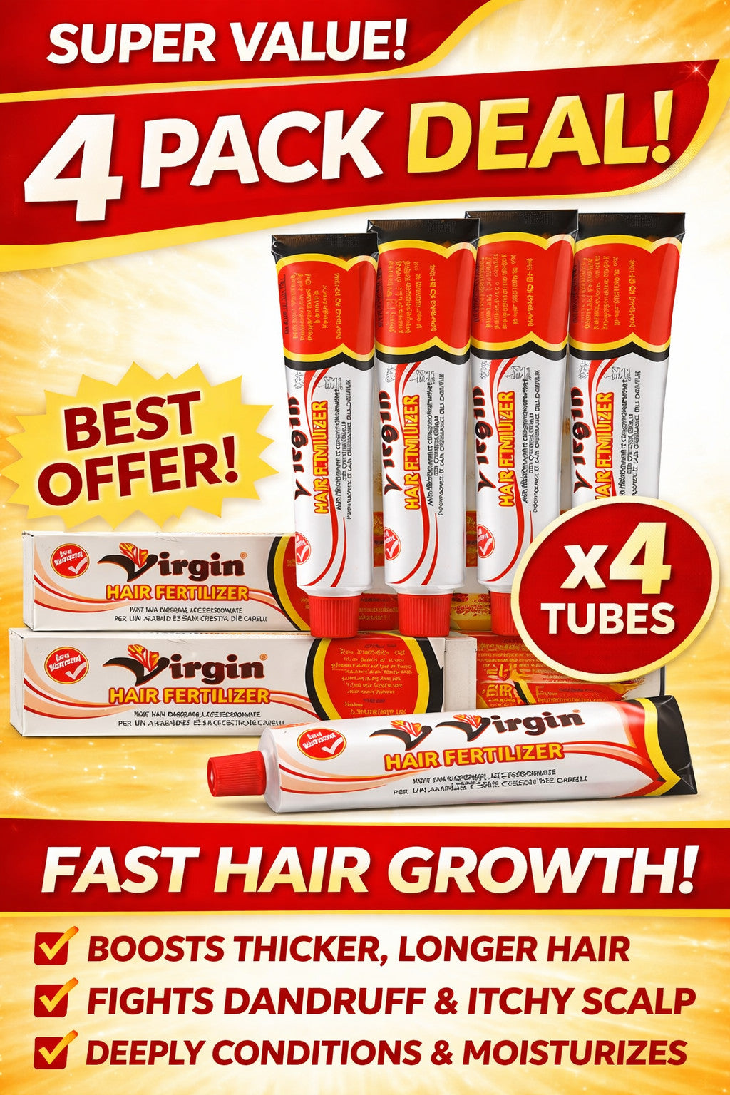 Virgin Hair Fertilizer Conditioning Cream 125g (4 Pack)