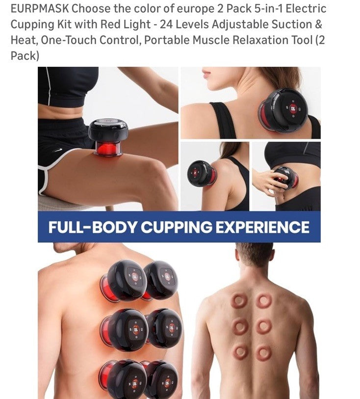 Electric Cupping Therapy Kit 5-in-1 with Red Light for Massage & Pain Relief