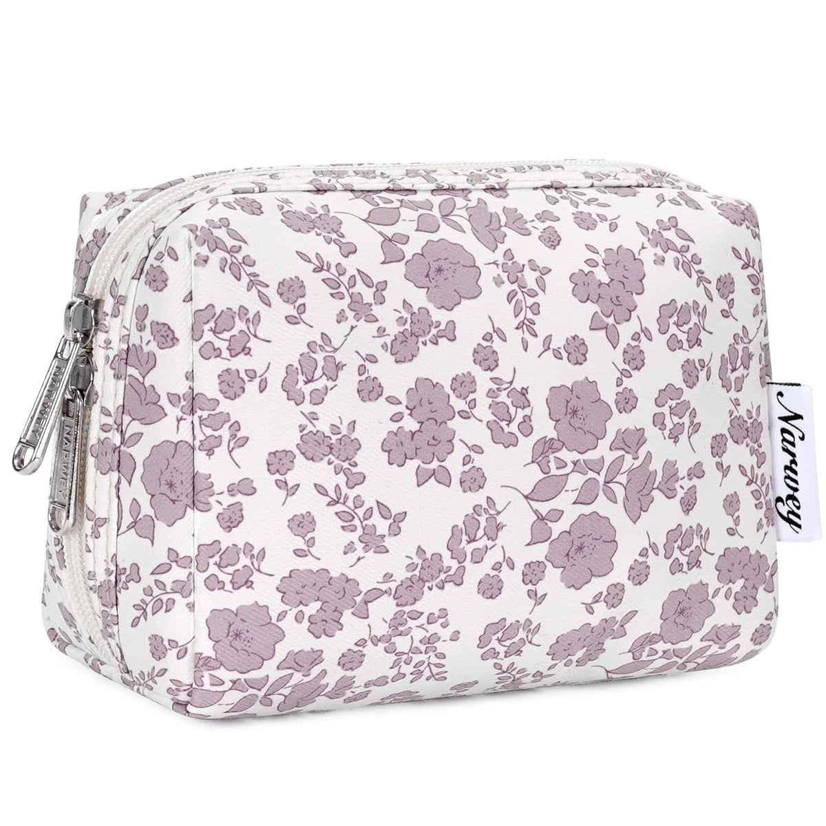 Cute Floral Makeup Bag for Travel and Purse - Small Waterproof Cosmetic Pouch