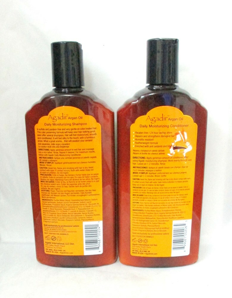 Agadir Daily Moisturizing Shampoo and Conditioner Duo 12.4 oz Sulfate & Paraben Free Repair