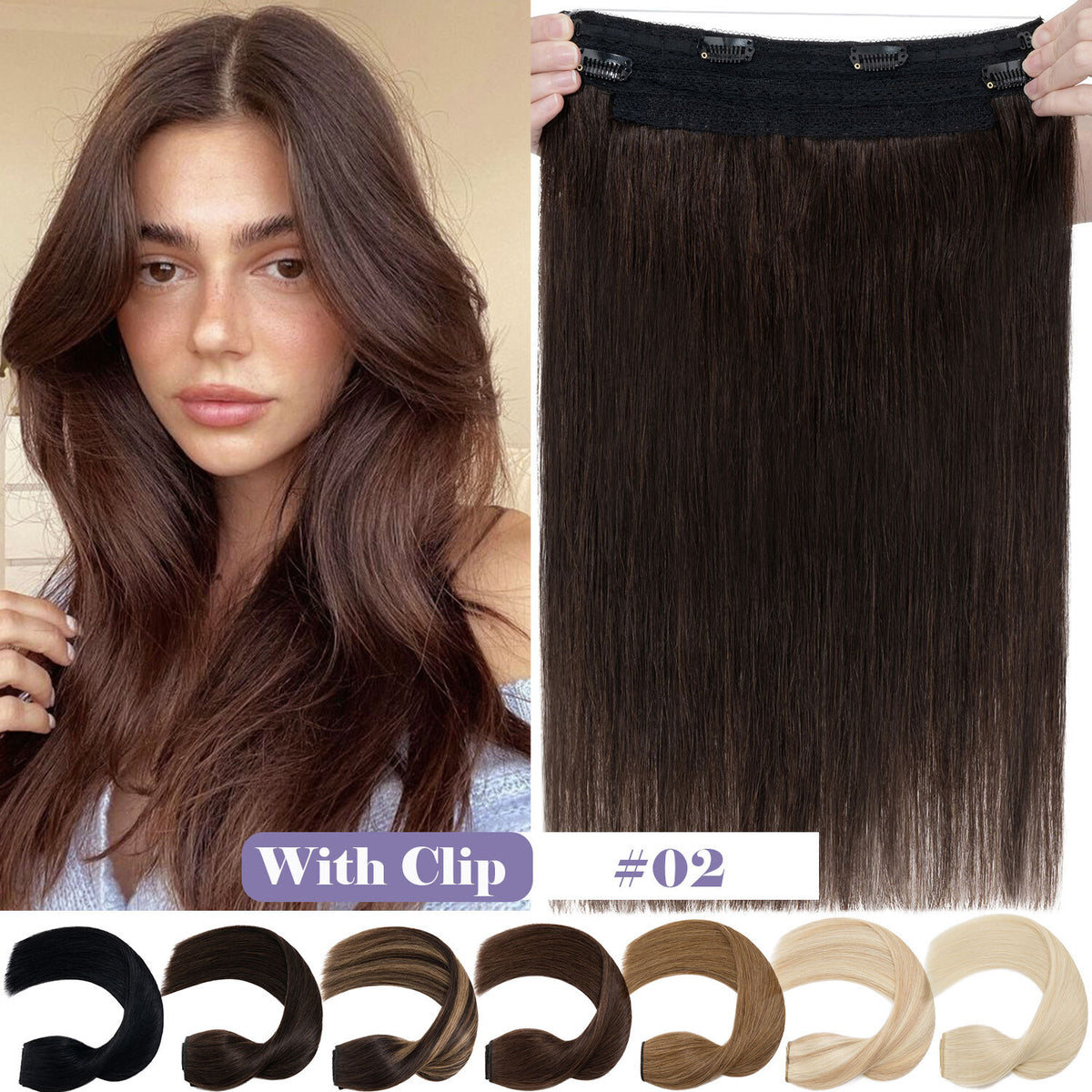 Invisible Wire Clip-In Human Hair Extensions - Thick & Natural Look