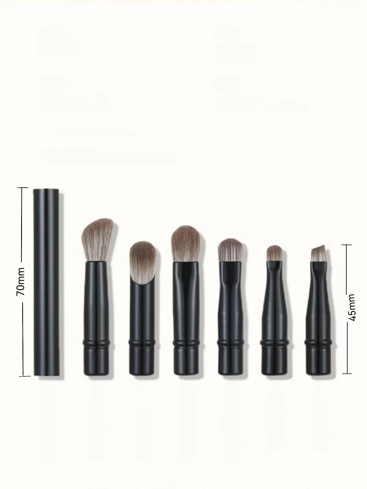 6 Piece Portable Travel Makeup Brush Set with Nose Shadow Brush Replacement