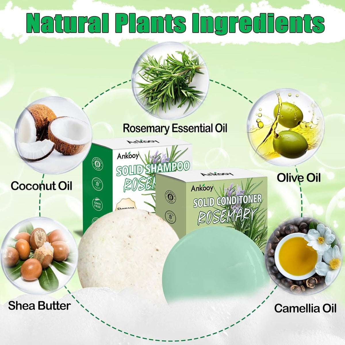 Rosemary Oil Shampoo and Conditioner Bars - 4 Pack