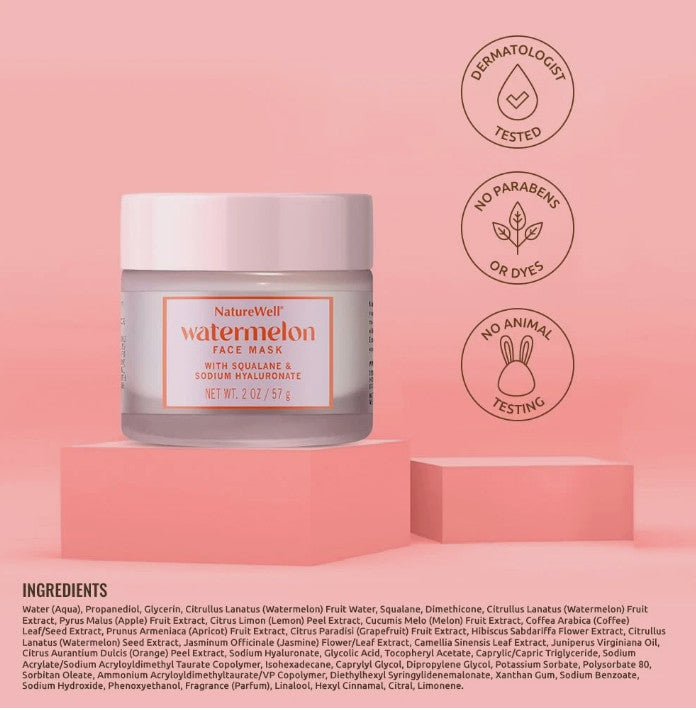 Watermelon & Squalane Hydrating Face Mask, 2 Pack