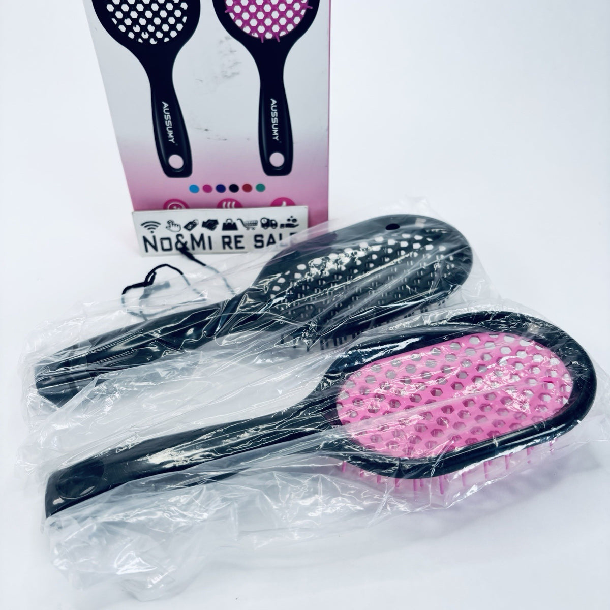 Vented Detangling Hair Brush Set for All Hair Types – Black & Pink