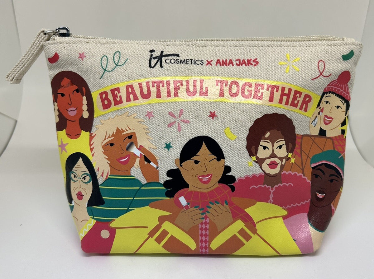 It Cosmetics ANA JAKS Makeup Travel Bag - Beautiful Together Canvas Case