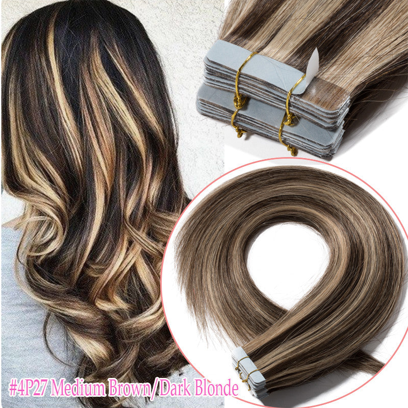 Tape-In Human Hair Extensions Full Head 150G Remy Skin Weft 12-24 Inches
