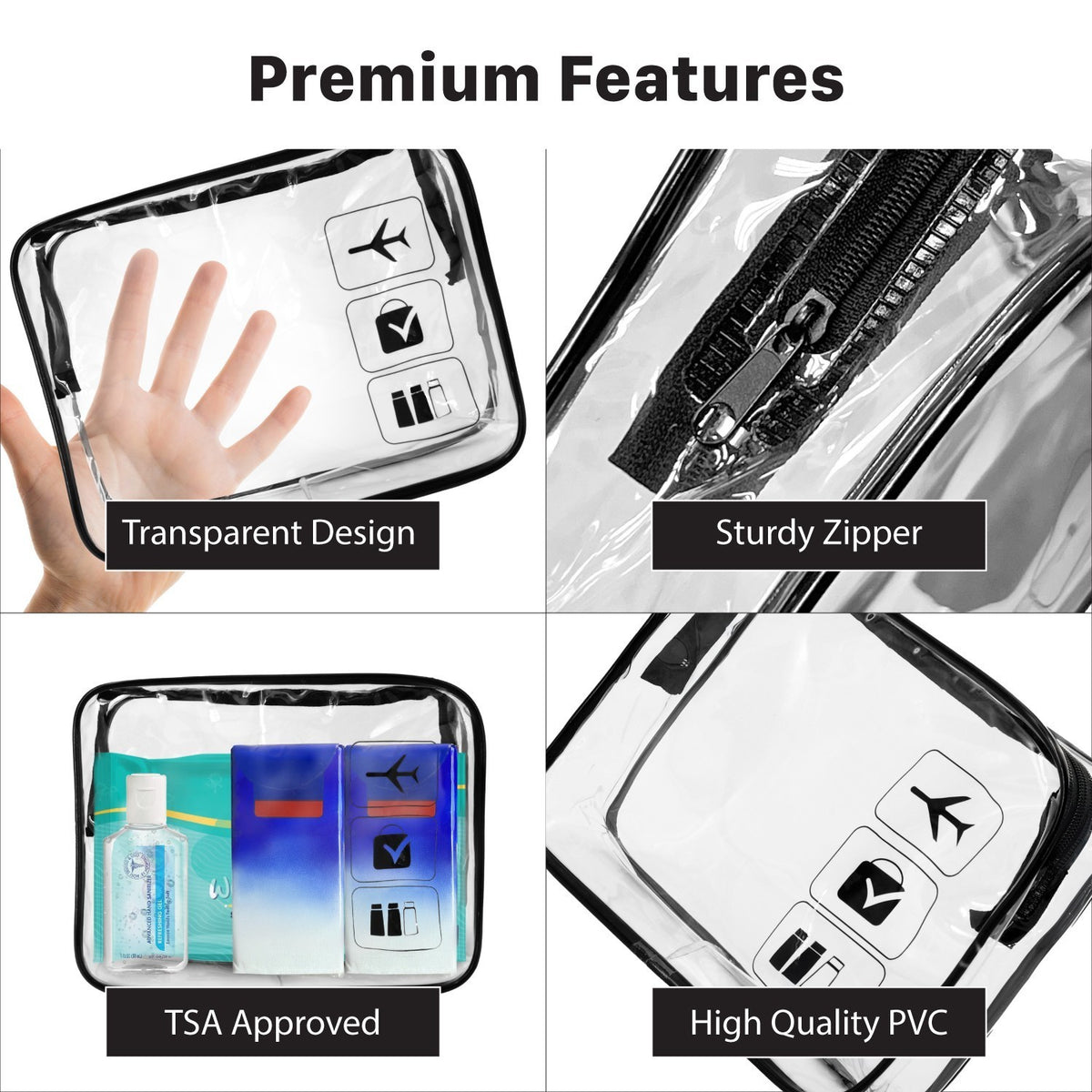 TSA Approved Clear Travel Toiletry Bag - Small Makeup & Cosmetic Organizer
