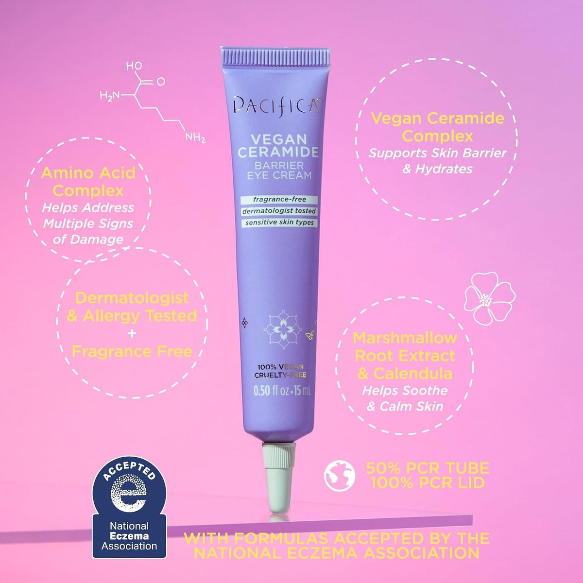 Vegan Ceramide Eye Cream for Sensitive Skin Hydrates & Restores Barrier