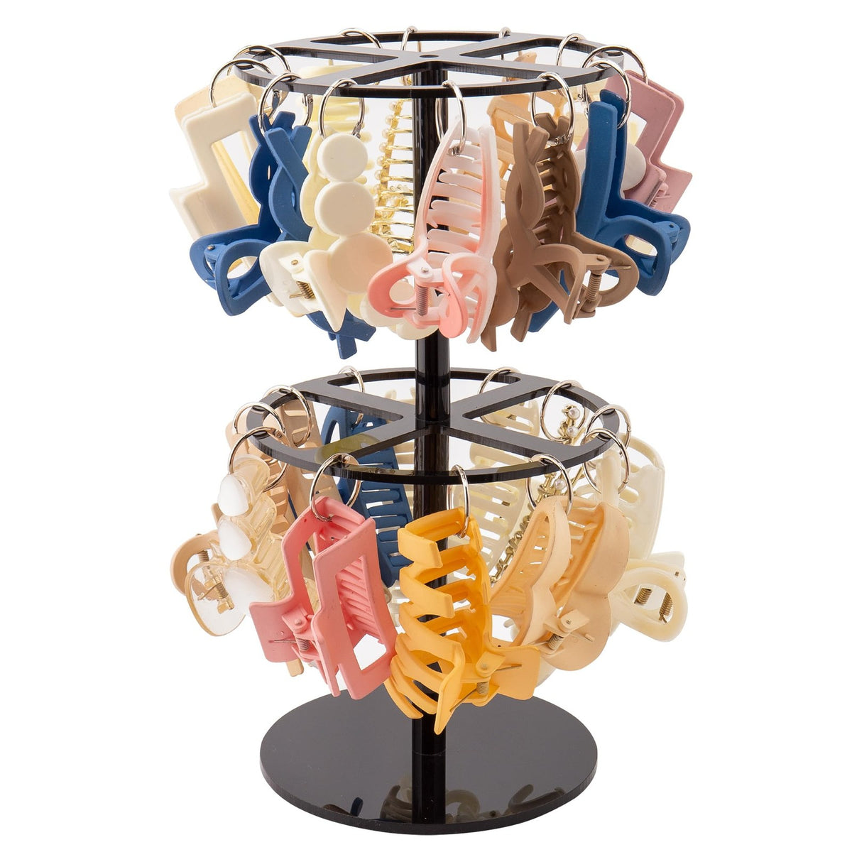 2-Tier Black Acrylic Hair Claw Clip Organizer Rack Large Capacity Storage