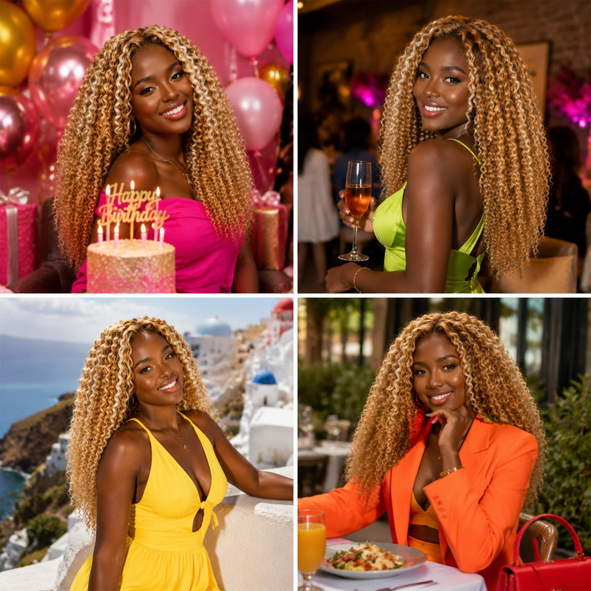 Highlight Blonde Hair Bundles 26-30 Inch Brazilian Human Hair Curly Wave