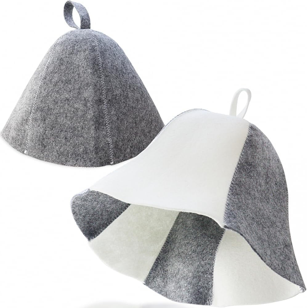 2 Pack Sauna Hat Polished Wool for Cap Banya Bath...