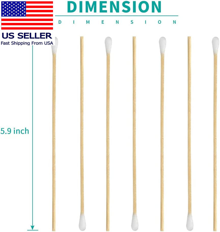 200 Pack 6-Inch Wooden Cotton Swabs for Makeup, Cleaning & Home Use