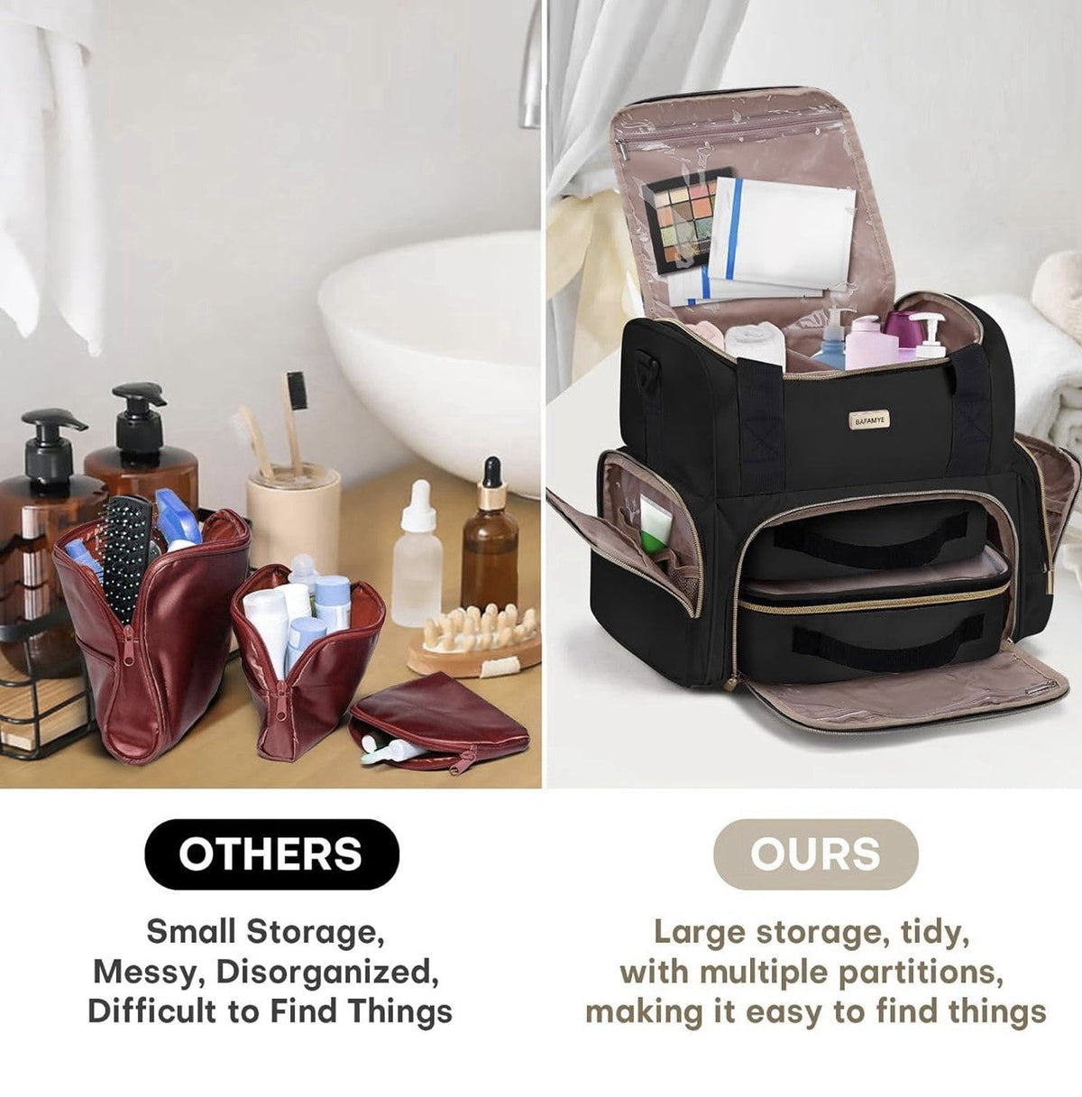 Travel Makeup Bag with Removable Cosmetic Cases, Large Organizer