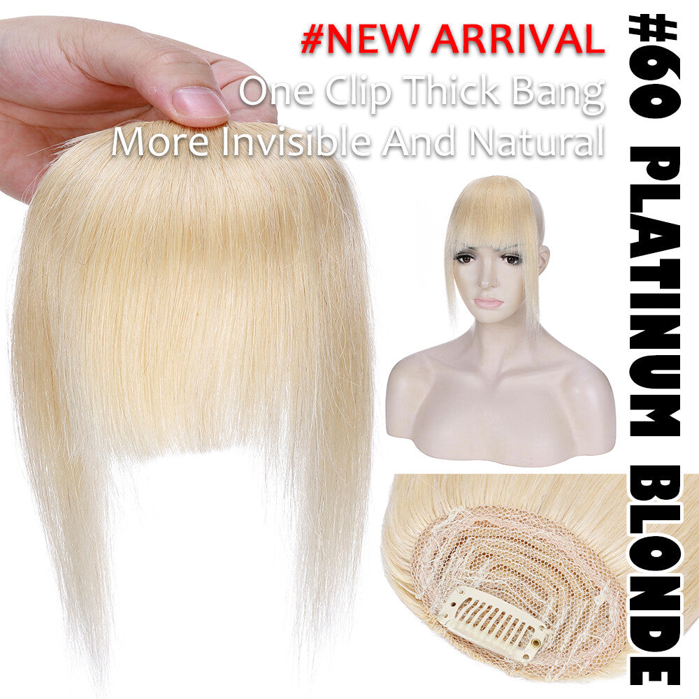 Clip-In Thick Fringe Bang Hair Extensions for Women - Remy Human Hair