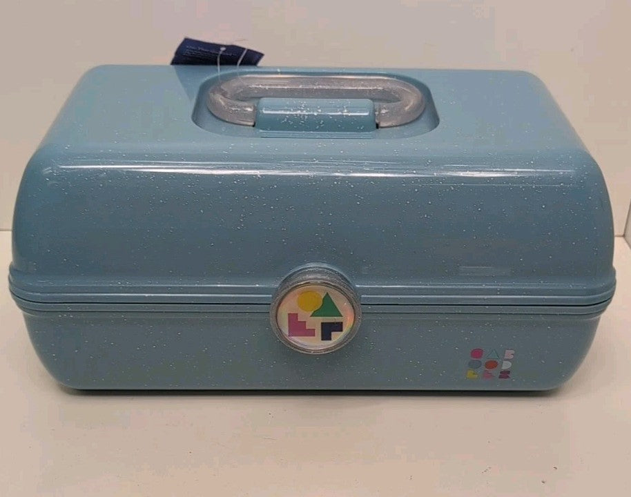 Blue Sparkle Travel Cosmetic Case - On-The-Go Girl Makeup Organizer