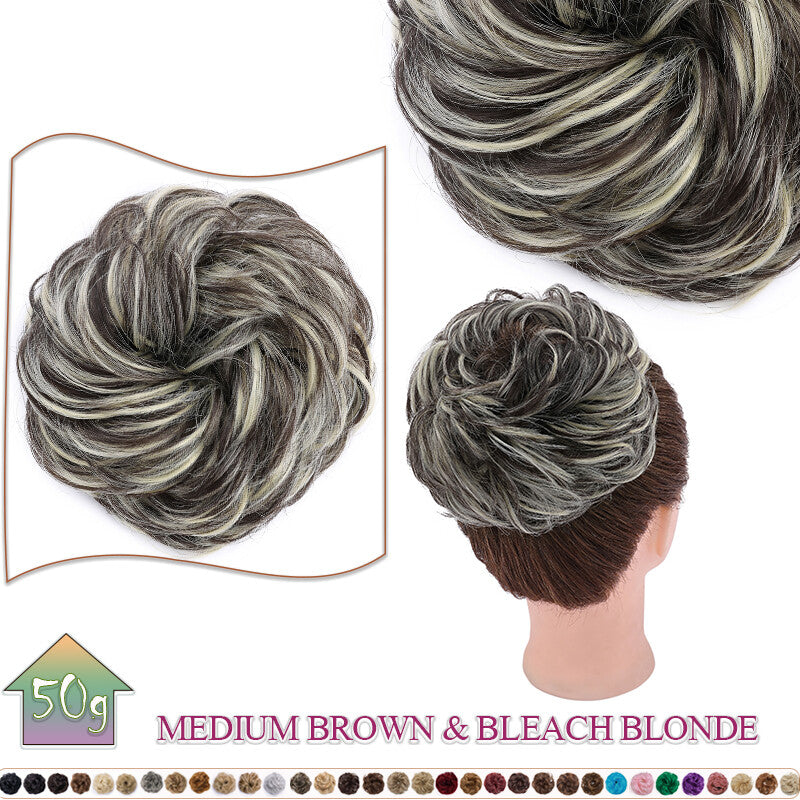 Curly Messy Bun Hair Extension Scrunchie Natural Updo Thick Human Hair