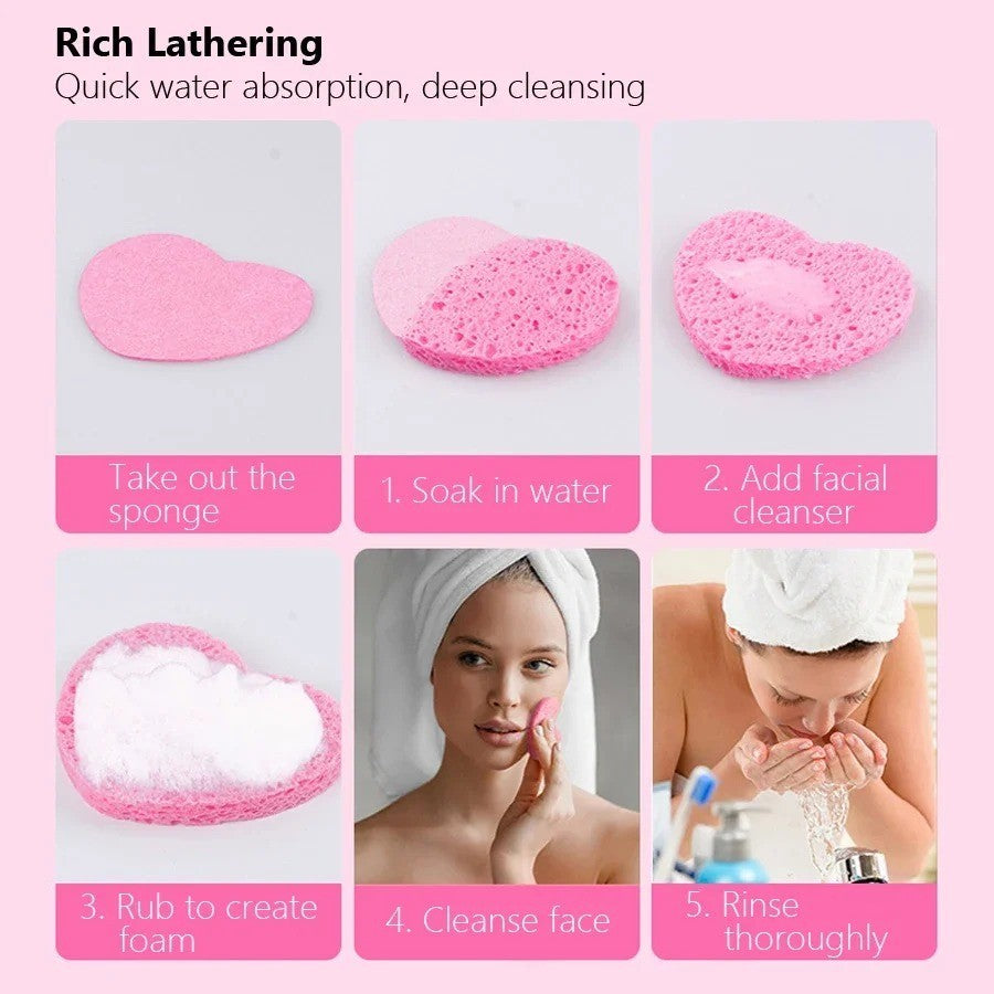 10Pcs Cellulose Facial Sponges Compressed Cleansing & Exfoliating Tools