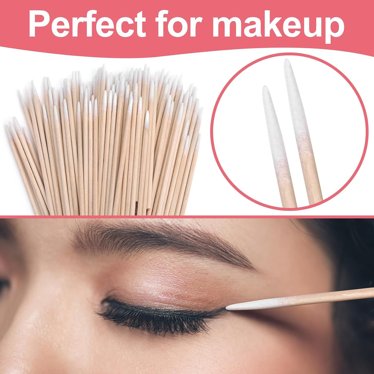 Pointed Cotton Swabs 2.75 Inch — Wooden Sticks for Makeup, Tattoo & Nail Art (300 Pack)