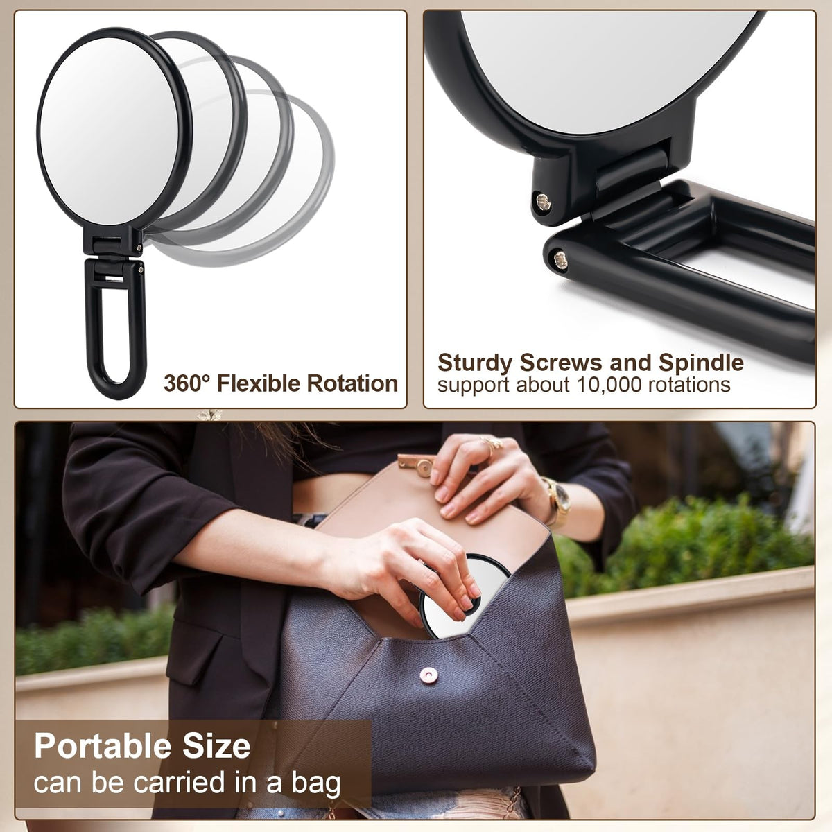 Magnifying Mirror 10X Double-Sided Handheld Travel Makeup Mirror