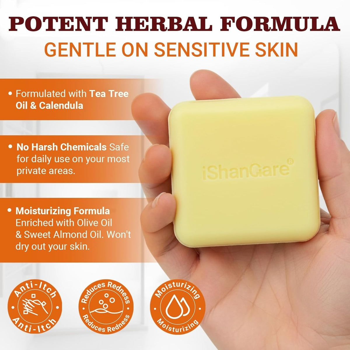 Men's Balanitis Treatment Soap - Relieves Redness & Itching - Natural Herbal Cleansing Bar