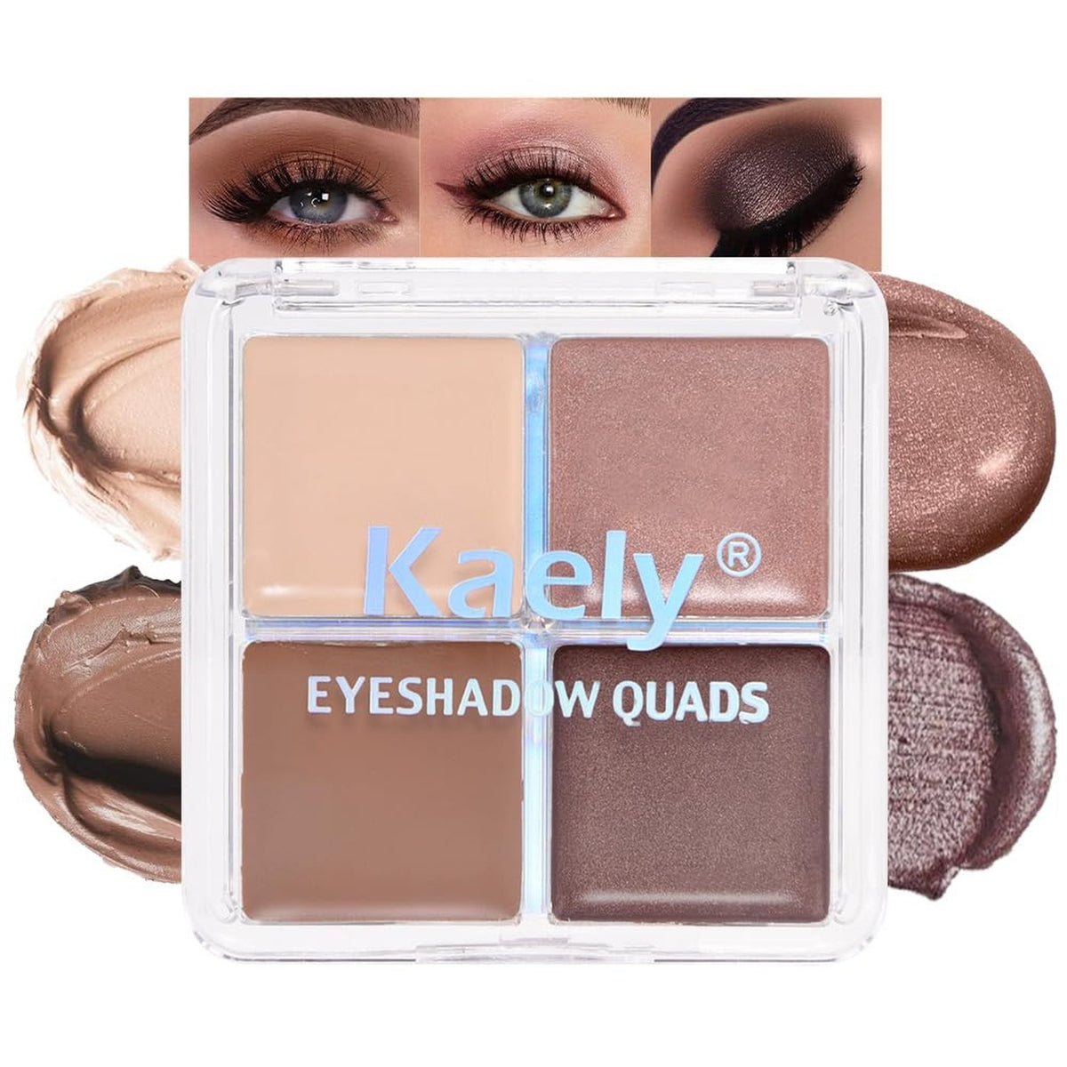 Nude Brown Cream Eyeshadow Quad - Waterproof Matte & Shimmer Palette