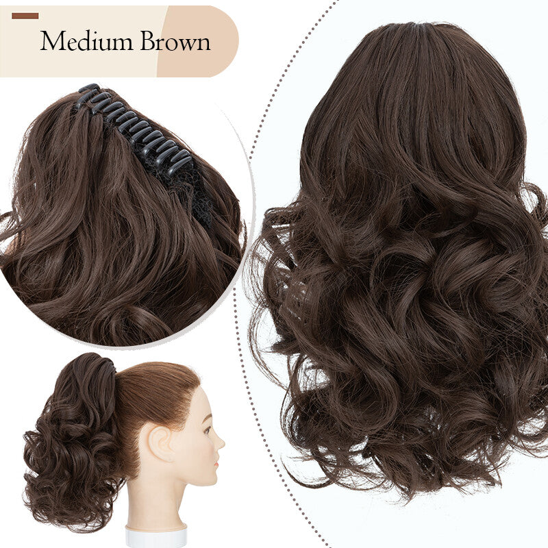 Messy Bun Scrunchie Hair Ponytail Claw Clip Updo Extensions - Thick Ombre Style