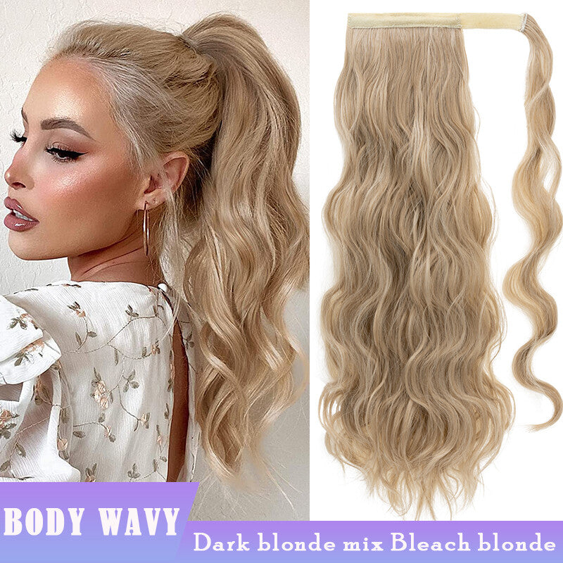 Thick Clip-In Ponytail Hair Extension - Fake Human Hair, Wavy & Straight